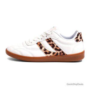 Vintage Leather Sneakers with Gum Sole, Non-Slip Cushion for Casual Wear